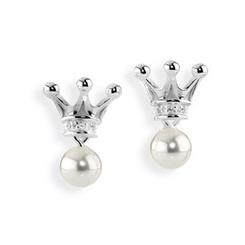 Heartbreaker Crown Of My Heart Silver Cubic Zirconia Stud Earrings