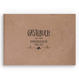 bigdaygraphix Guest Book Wedding Book with Questions A4 Landscape Kraft Paper Vintage Black