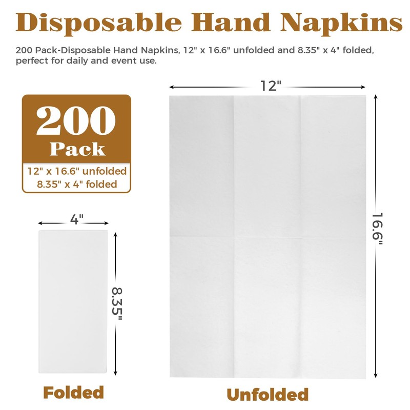 GINKGO 200 Pack Disposable Linen-Feel Guest Hand Towels