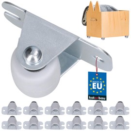 KOTARBAU Transport Castors 22 mm / 33 mm Rubber Universal Steel Frame Furniture Castors, All Floors, Swivel Castors Box Fix, Push Castors, Tool Castors, Fixed Castors (12, 22 mm)