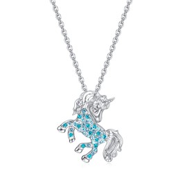 luomart Unicorns Necklace Gifts for Girls,Rainbow Unicorn Necklaces Jewelry Gift for Women Boys Teen Girl Unicorns Lovers (Unicorn Aqua)