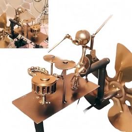 Handmade Metal Drummer Windmill,2025 Percussionist Music Figurines and Statues,Wind Spinner,Rockin Art Figurine,Wind-Powered Kinetic Sculpture,Windmill Decoration for Yard Lawn Garden Patio Decor