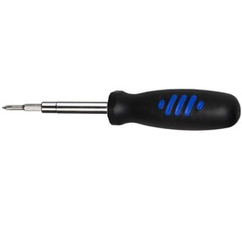 Edward Tools Multi Tool Screwdriver 6 in 1 - Combination Multi Bit Screwdriver with #1, 2 Phillips, 3/16", 1/4" slotted, 1/4", 5/16" nut drivers - Steel Bits - Ergonomic Rubber Handle