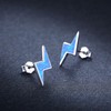 Lightning Bolt Earrings Sterling Silver Fire Opal Hypoallergenic Small Stud