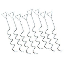 Mytee Products 8 Pack Hay Tarp Spiral Anchor Pins 16" to Secure Hay Covers | Corkscrew Shape Trampoline Anchor, Tent Hold Downs, Galvanized Steel Ground Tie Down Stakes