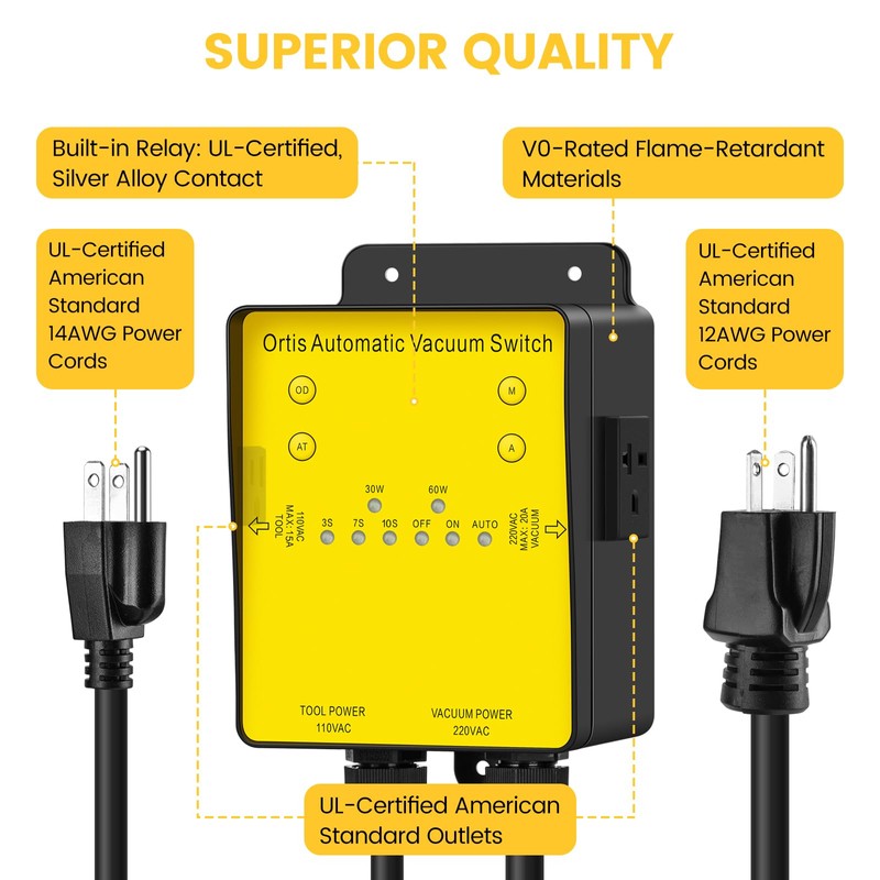 220V Automatic Vacuum Switch, Ortis Dust Collector Switch for 110V