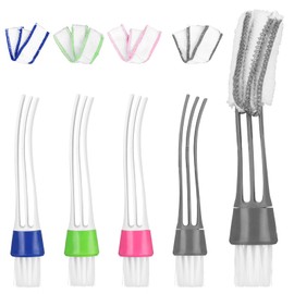 4pcs Double Head Venetian Blind Cleaner Brush with 4 Cloth Covers, Microfiber Blind Duster Tool for Window Shutters, Blinds, Air Conditioner & More