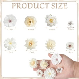 rongflower Faux Flower Heads Small Silk Artificial Flower DIY Fake Mini Flowers Rose Daisy Multicolor Flowers Craft Supplies for Wedding Party Wreath Graduation Season Party Home Decor (125, White)