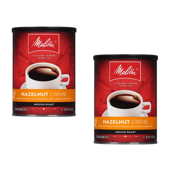 Melitta, Ground Coffee, Hazelnut Crème, 11oz Can (Pack of 2)