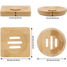 JAPCHET 8 Pack Bamboo Soap Dish, Natural Wooden Bamboo Soap Dish Square & Round Wood Soap Dish Bathroom Storage Holder for Shower, Home, Toilet, Kitchen, Hotel