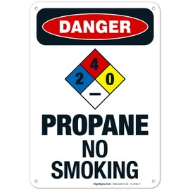 Propane No Smoking Sign, OSHA Danger Sign, 10x7 Inches, 4 Mil Vinyl Decal Stickers Weather Resistant Long Lasting UV Protected, Made in USA