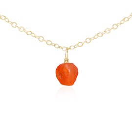 Carnelian Raw Crystal Pendant Choker in 14k Gold Fill