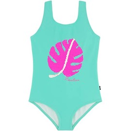 Nautica Girls' One-Piece Swimsuit with UPF 50+ Sun Protection, Quick Drying Bathing Suit, Cockatoo Palm, 4