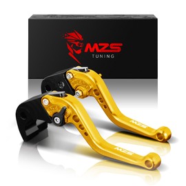 MZS Gold Motorcycle Brake Clutch Levers Short Adjustable CNC Compatible with FZ1 FAZER 2006-2015 / FZ6 FAZER 2004-2010 / FZ6R 2009-2017 / FZ8 2011-2016 / XJ6 Diversion 2009-2016