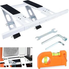 No-Drill Window AC Bracket, Heavy Duty Adjustable Air Conditioner Support for Single & Double Hung Windows, Fits 5,000–24,000 BTU Units, Holds 220lbs, Easy Tool-Free Installation, Renter Friendly