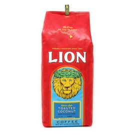 Lion Coffee, Toasted Coconut Flavor, Light Roast, Whole Bean, 24 Ounce Bag
