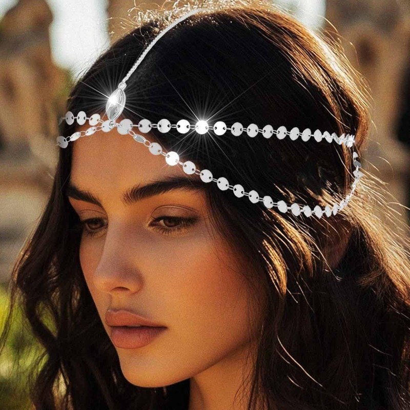 Yean Sequins Boho Headband Gold Head Pieces Goddess Headpiece for