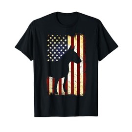 Miniature bull terrier Silhouette American Flag Women Men T-Shirt