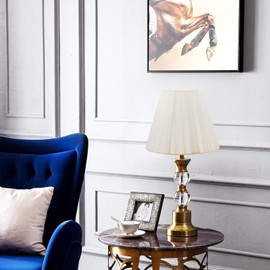 Lurrose Pleated Lamp Shade Small Lamp Shade Replacement E27 Fabric Lamp Cover for Table Lamp Floor Pendant Light, White White Pleated Lampshades