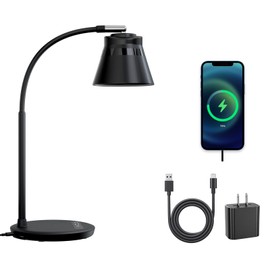 AXX TU08 LED Small Desk Lamp with USB Charging Port, 650 Lumens 3-Color Modes, 5-Touch Dimming, 30/60-Minute Timer, 18-Inch Black Table Light for Reading, Home Office, College Dorm Room Accessories