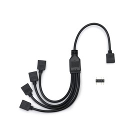 QWORK® ARGB 5V 3 Pin Argb Splitter 1 Female to 4 Male Splitter Cable 30cm for CPU Cooler and 5V ARGB Fan