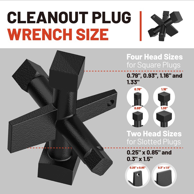 Ximoon 6 Way Cleanout Plug Wrench Replacement for Pasco J40042