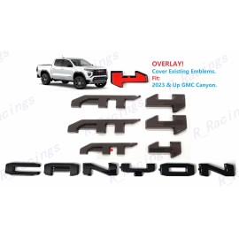 GMC 4PCS Gloss Black Door Rear AT4 Canyon OVERLAY Emblems 2023-2024 Canyon AT4