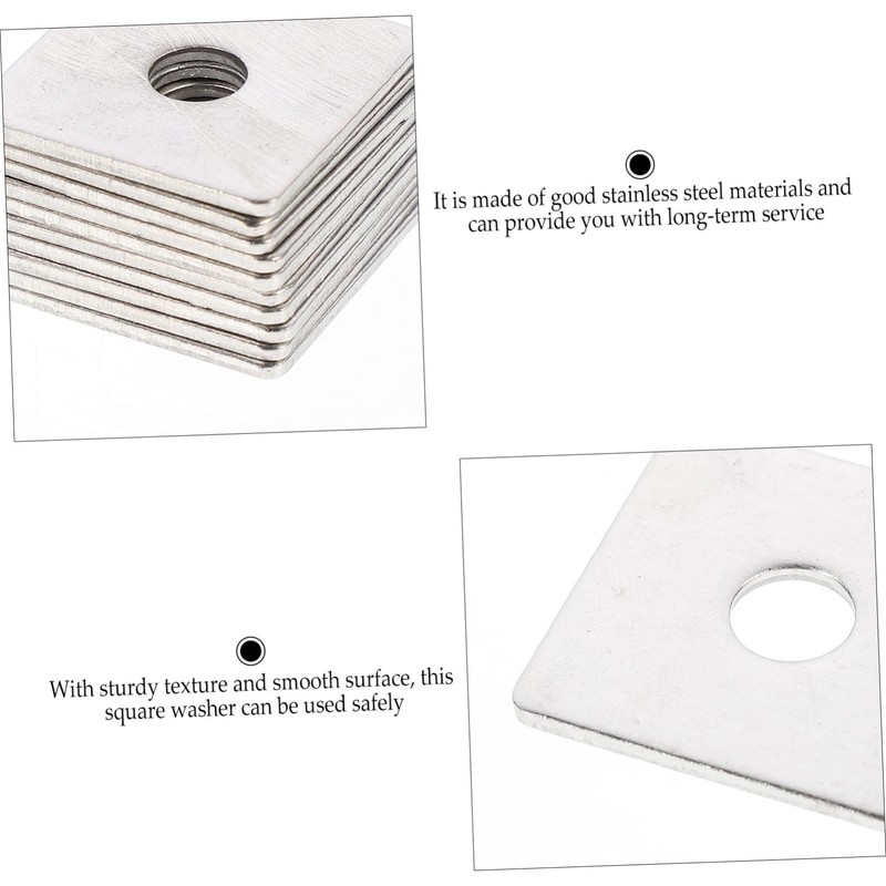 OUNONA 10 Pack Square Washers Set Flat Stainless Steel Washers