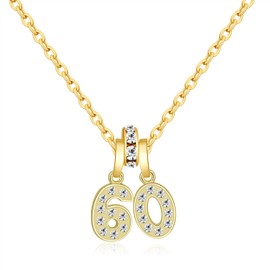 60th Birthday Gifts for women Sweet Birthday Pendant Necklace for Wife Mom Grandma Gifts Birthday Jewelry