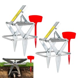 Simfelice 2 Pack Upgraded Mole Traps Heavy Duty Scissor Mole Trap for Lawns Galvanized Steel Reusable Traps That Work Best Gopher Killer Easy One-Step Setup