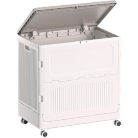 HAIXIN HOME Rolling Laundry Hamper with Lid, 130L Large Capacity Clothes Hampers for Laundry, Plastic Collapsible Laundry Baskets with Wheels and Lid, Install-Free & Easy to Transport to Laundry Room