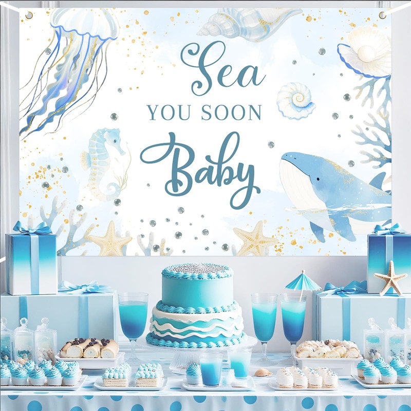Sea You Soon Baby Shower Backdrop Under The Sea Welcome