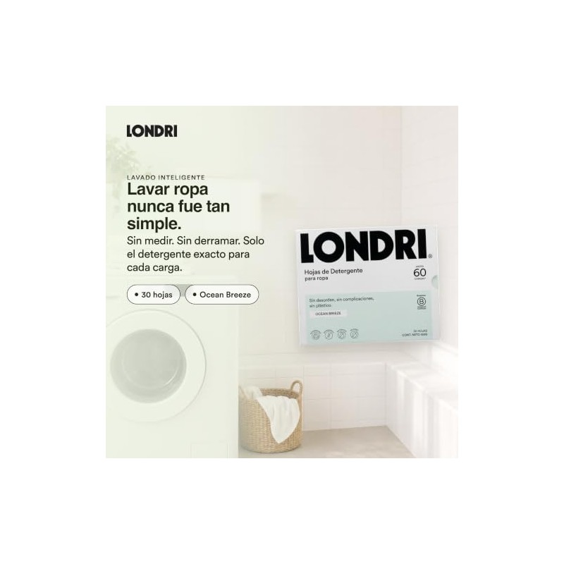LONDRI Detergente para Ropa en Hojas (30 Laminas por Caja)