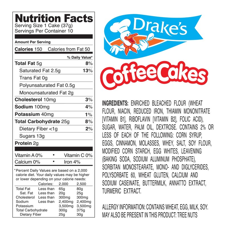 Drake’s Coffee Cakes with Cinnamon Streusel Topping, 48 Individually Wrapped