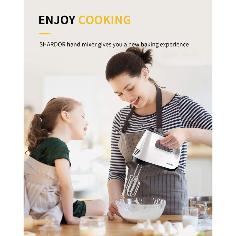 SHARDOR Hand Mixer Electric, 6 Speed & Turbo Mixer Electric