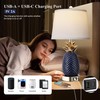 espidoo Pineapple Table Lamp with USB Charging: Navy Blue Ceramic