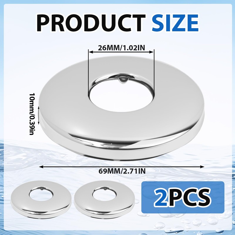 2-Pack Pipe Covers Chrome G3/4 for Shower Fittings and Accessories