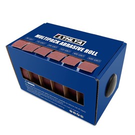 Rollos de papel de lija surtidos en caja, 1 pulgada x 19.7 pies, rollo de tela esmeril de 6 frijoles 80/150/240/320/400/600 papel abrasivo con dispensador para carpintería, reparación de muebles,