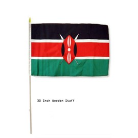 JumpingLight 12x18 Wholesale Lot 12 Kenya Country Stick Flag 30" Wood Staff - Quality Flags