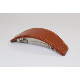 Blackbird Hair Couture Barrette Genuine Leather Clip Accessories Made in France (Tan Milano Leather)