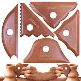 Pottery Ribs 5 Pack, Double Bevel, Supports Left and Right-Handed, Forward and Reverse Rotation of Pottery Wheel, Pottery Trimming Textured Art Tools, Pottery Foot Shaper Prep Tool