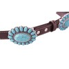 Wonderent Western Turquoise Flower Metal Concho Leather Belt No.10 (Large,