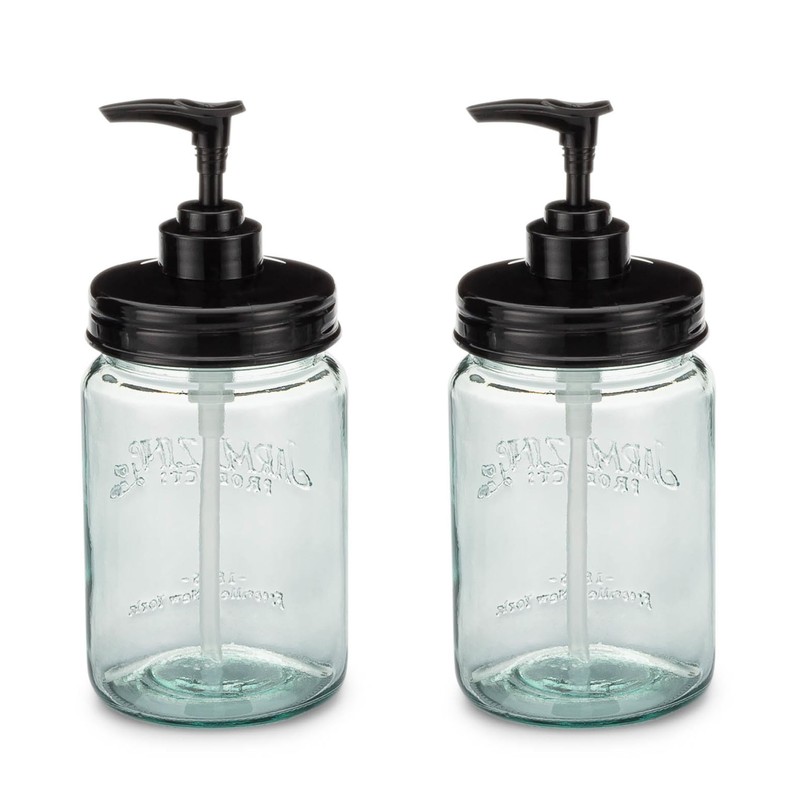 Jarmazing Products Vintage Blue Glass Mason Jar with Plastic Soap