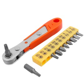 Bestgle Mini Ratchet Wrench with 10Pcs Screwdriver Bits Set, Right Angle Magnetic Screwdriver with 1/4 Inch Drive High Torque Offset Reversible Mini Ratcheting Offset Screwdriver Set