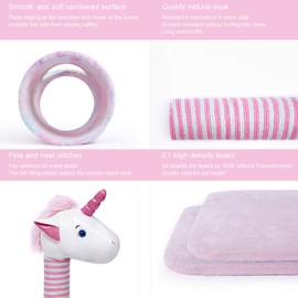 Tofern Unicorn Cat Tree Condo Furniture Plush Kitten Activity Tower Dangling Ball with Scratching Posts Pet Play House
