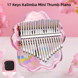 Kalimba Mini Thumb Piano 17 Keys Portable Musical Instrument Cartoon Cute Kalimba Thumb Piano Music Box Gift for Beginners Interesting Party Travel Thumb Piano Instrument