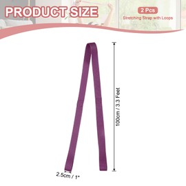 PATIKIL Stretch Strap with Loops 3.3ft, 2 Pack Cheerleading Flexibility Stunt Strap Yoga Stretching Strap for Cheer Dance Gymnastics Pilates, Purple