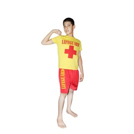 WickedFun® Kids Boys Lifeguard T-Shirt and Short Set Beach Bay Life Saver Children School Fancy Dress Party (7-9 Years)