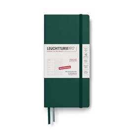 LEUCHTTURM1917 372874 Weekly Calendar & Notebook Dotted Wallet (B6+ x A6) 2026, 12 Months, Forest Green, German