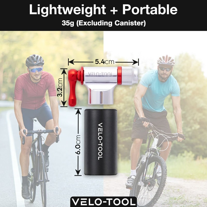 Velo-Tool™ CO2 Inflator Bike Pump – Premium Black/Red Silver/Red Quick